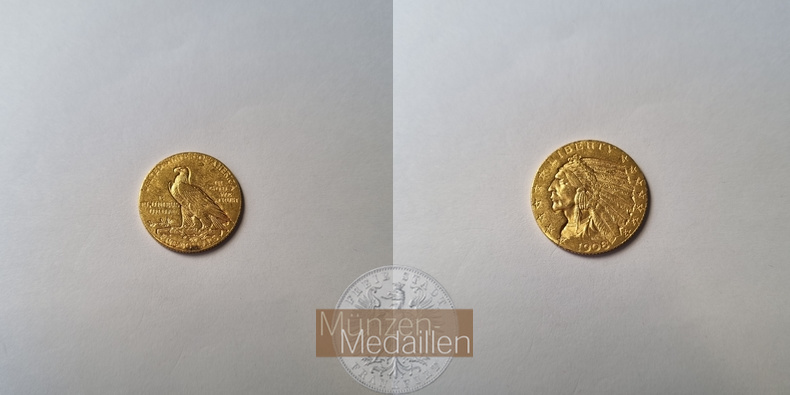 USA  5 Dollar MM-Frankfurt   Feingold: 7,52g Half Eagle 1908 