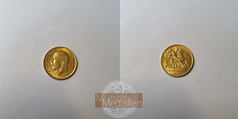 Grossbritannien, Georg V. (1910-1936) MM-Frankfurt Feingold: 3,66g 1/2 Sovereign 1911 
