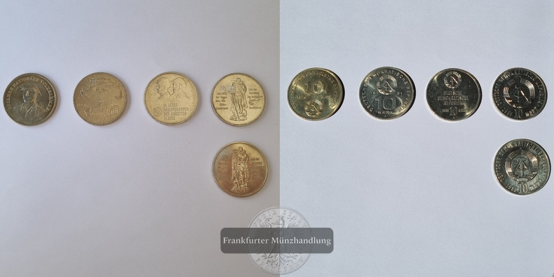  DDR, 10 Mark 1976 - 1985 (5 Münzen) LOT FM-Frankfurt   