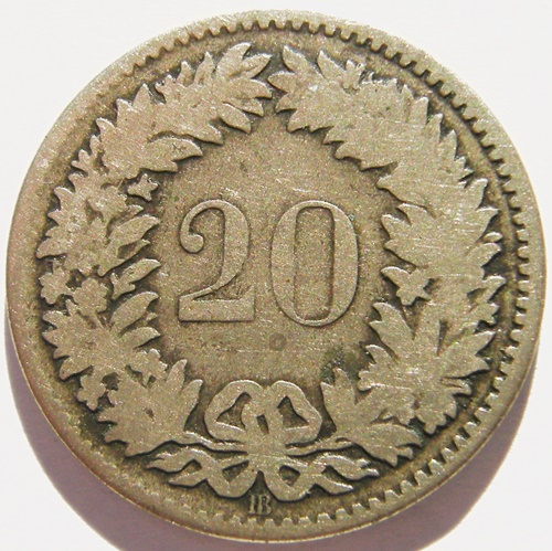  Schweiz 20 Rappen 1851 BB   