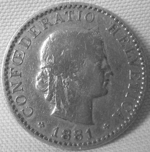  Schweiz 20 Rappen 1881 B   