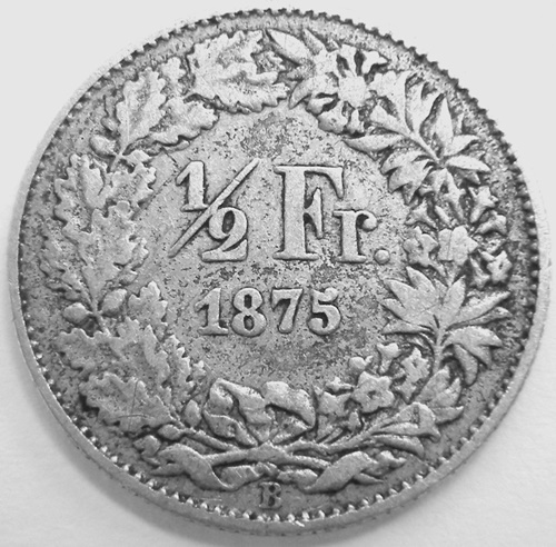  Schweiz 1/2 Franken 1875 B   