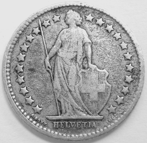  Schweiz 1/2 Franken 1875 B   