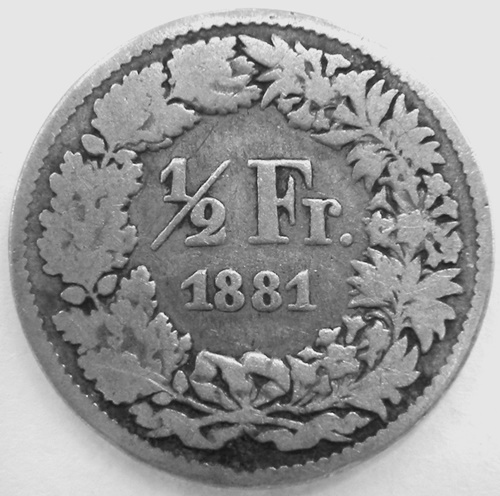  Schweiz 1/2 Franken 1881 B   