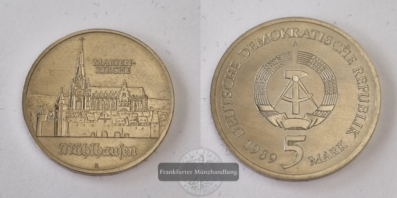  DDR 1989 5 Mark Marienkirche in Mühlhausen FM-Frankfurt   