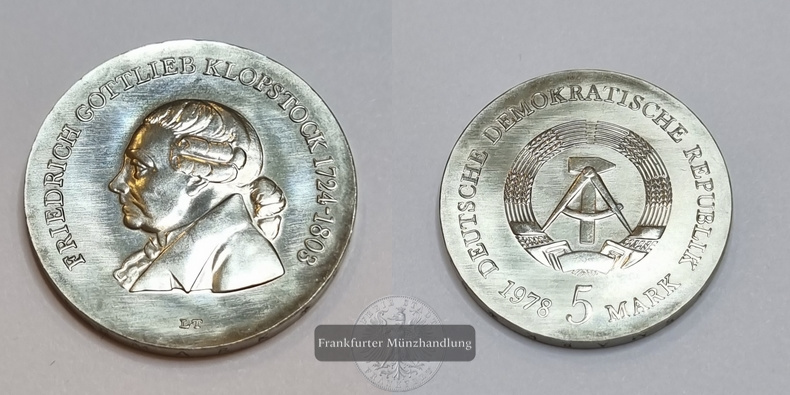  DDR 1978 5 Mark 175. Todestag von Friedrich Gottlieb Klopstock FM-Frankfurt   