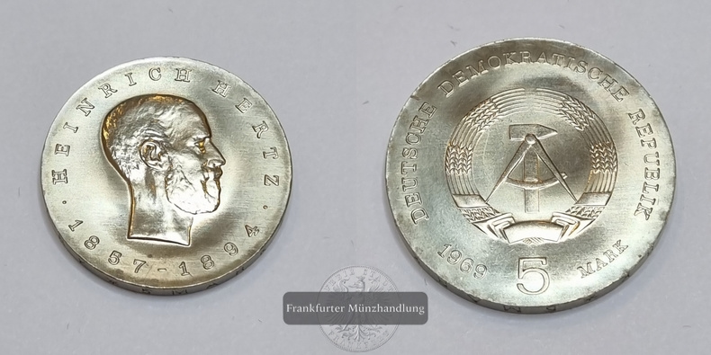  DDR 1969 5 Mark 75. Todestag von Heinrich Hertz FM-Frankfurt   
