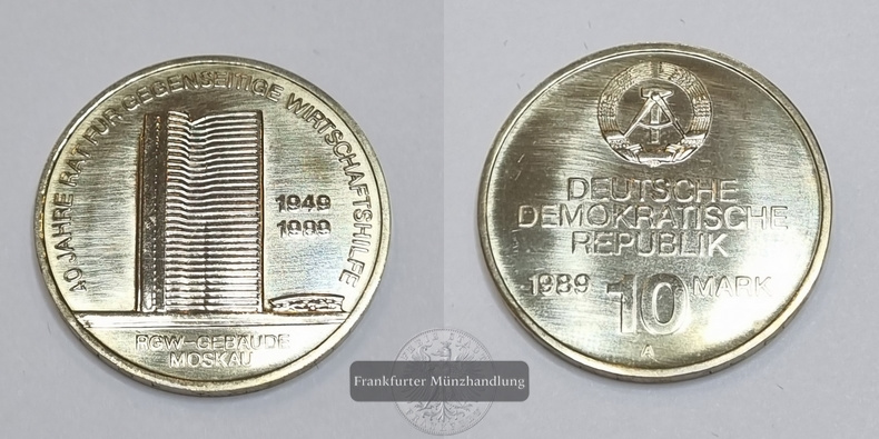  DDR 1989 10 Mark, 40 Jahre Rat für gegenseitige Wirtschaftshilfe FM-Frankfurt   