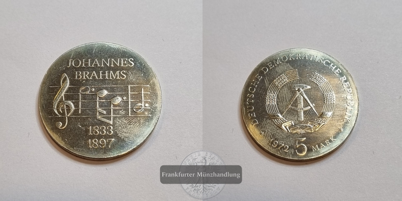  DDR 1972 5 Mark, 75. Todestag von Johannes Brahms FM-Frankfurt   