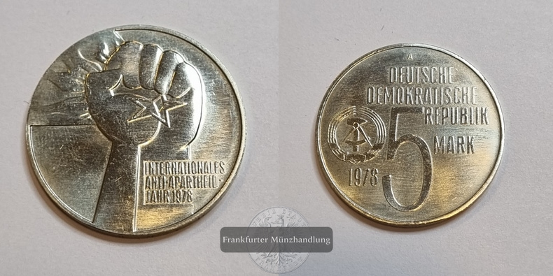  DDR 1978 5 Mark, Anti Apartheid FM-Frankfurt   