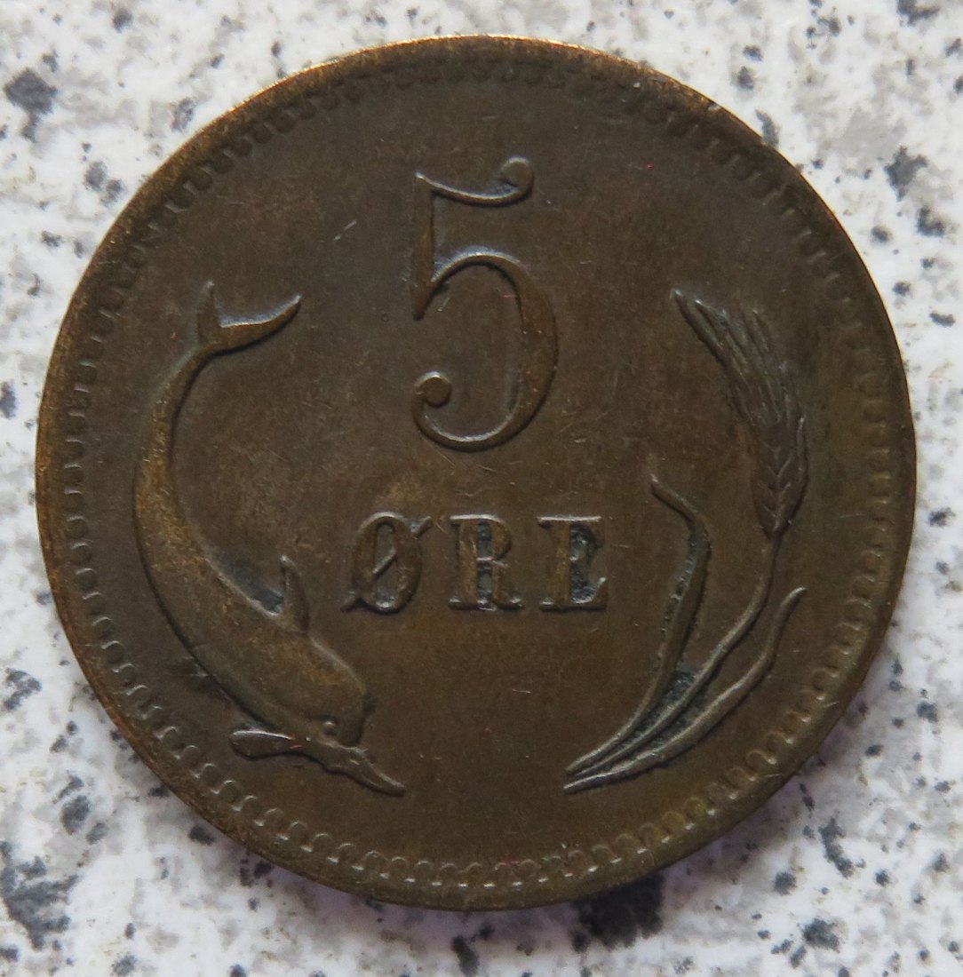  Dänemark 5 Öre 1875, besser   