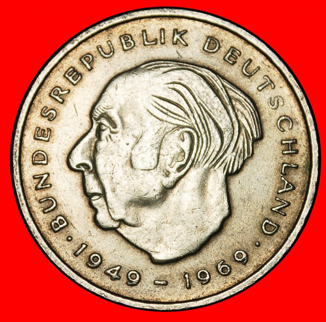Ⰶ HEUSS (1884-1963): DEUTSCHLAND ★ 2 MARK 1970J HAMBURG 1949-1969! I+A+r1!★OHNE VORBEHALT!