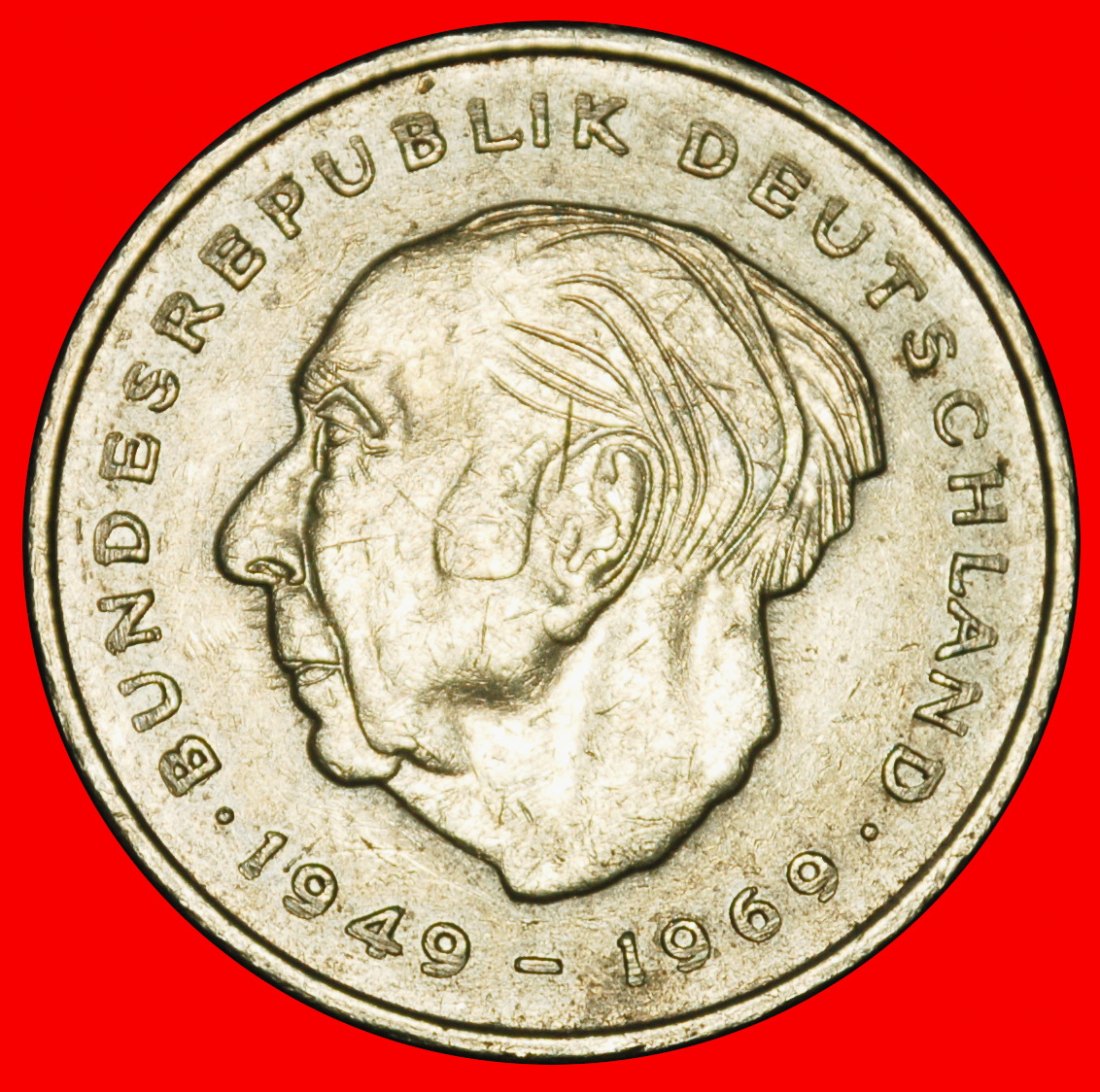 Ⰶ HEUSS 1884-1963: GERMANY★2 MARKS 1976G BADEN-WUERTTEMBERG 1949-1969! I+A+r2★LOW START★ NO RESERVE!