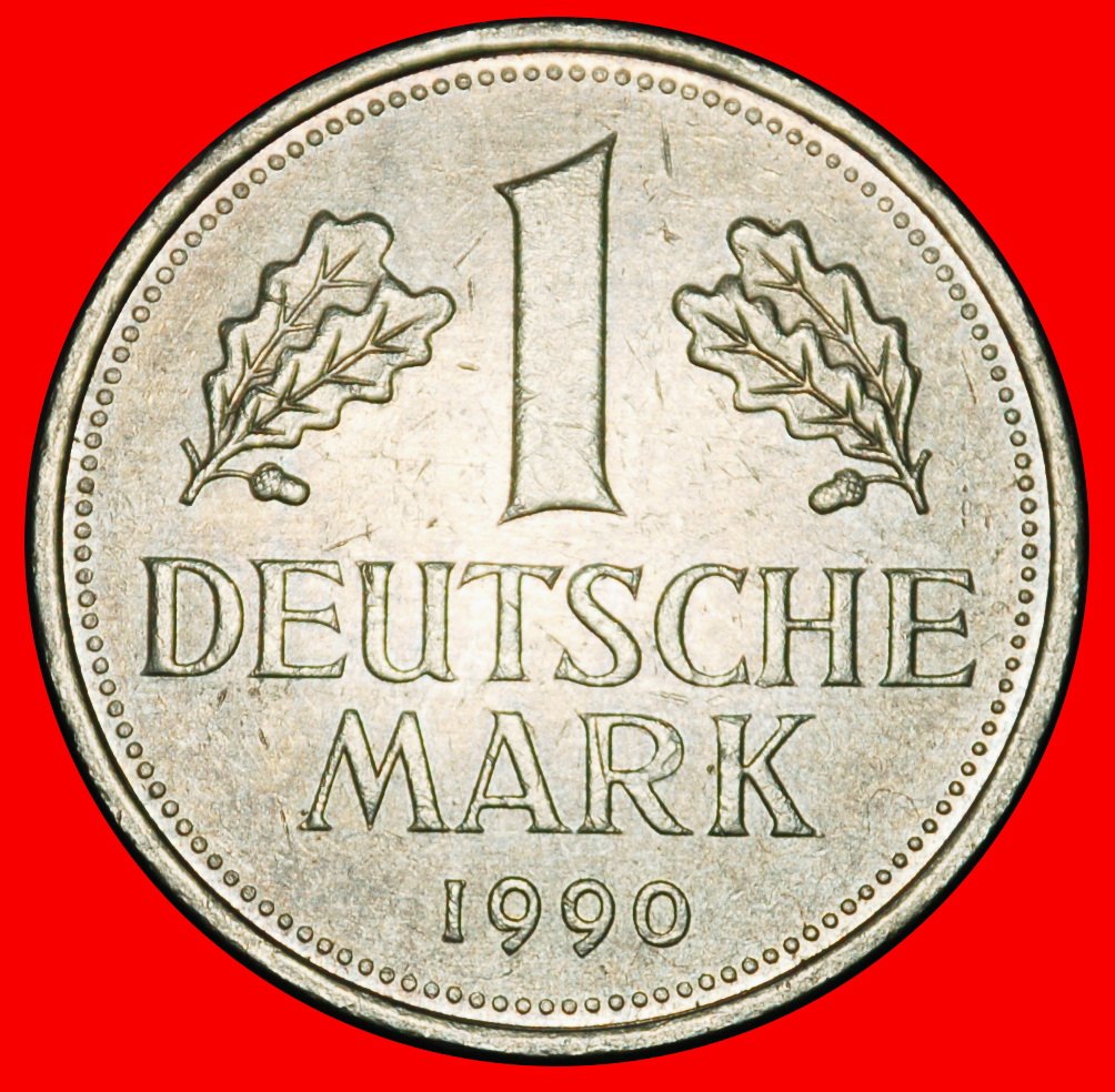 Ⰶ NOT COMMUNIST TYPE (1950-2001): GERMANY ★ 1 MARK 1990J III+D+r2 HAMBURG!★LOW START★ NO RESERVE!