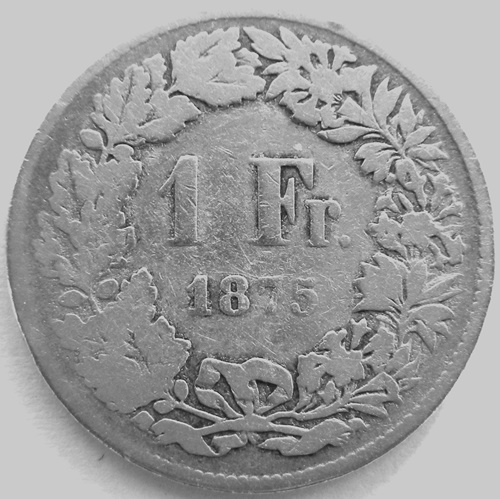  Schweiz 1 Franken 1875 B   