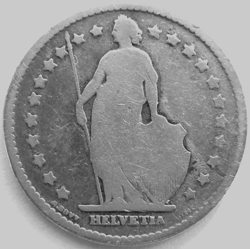  Schweiz 1 Franken 1875 B   