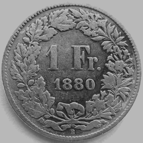  Schweiz 1 Franken 1880 B   
