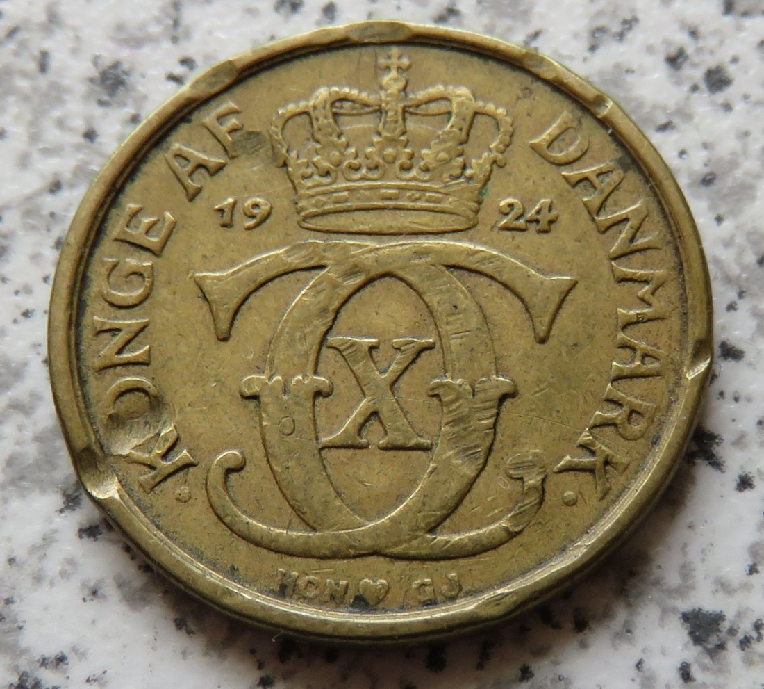  Dänemark 1/2 Krone 1924, Belegstück   