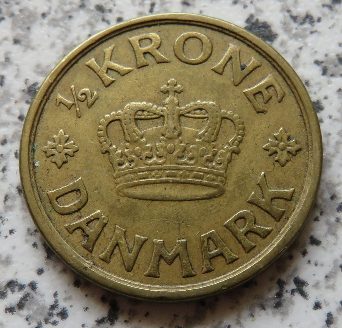  Dänemark 1/2 Krone 1924, Belegstück   