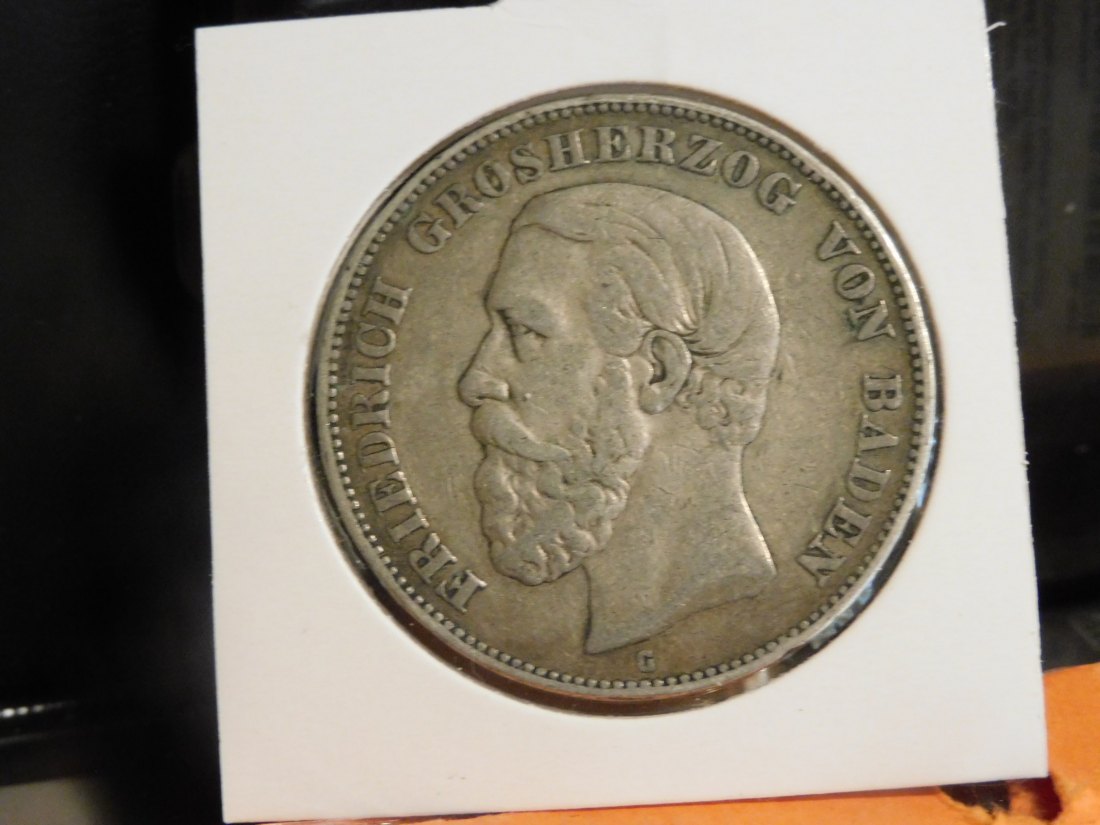 GERMANY 5 MARK 1876 BADEN.GRADE-PLEASE SEE PHOTOS.
