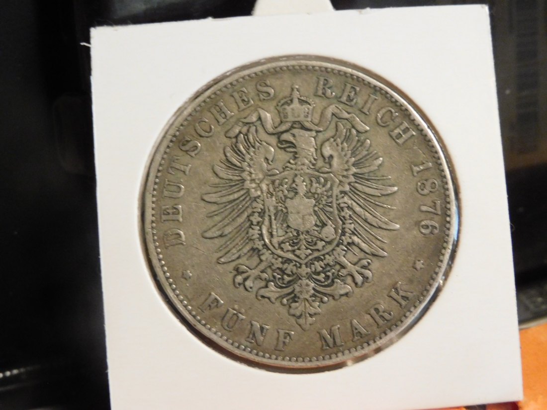  GERMANY 5 MARK 1876 BADEN.GRADE-PLEASE SEE PHOTOS.   