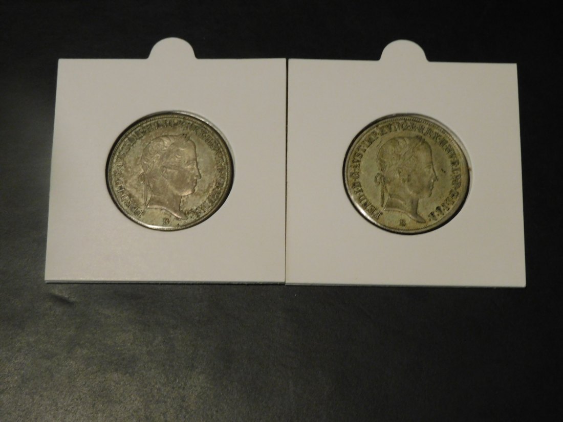 AUSTRIA-HUNGARY 2X 20 KREUZER 1848 B.GRADE-PLEASE SEE PHOTOS.