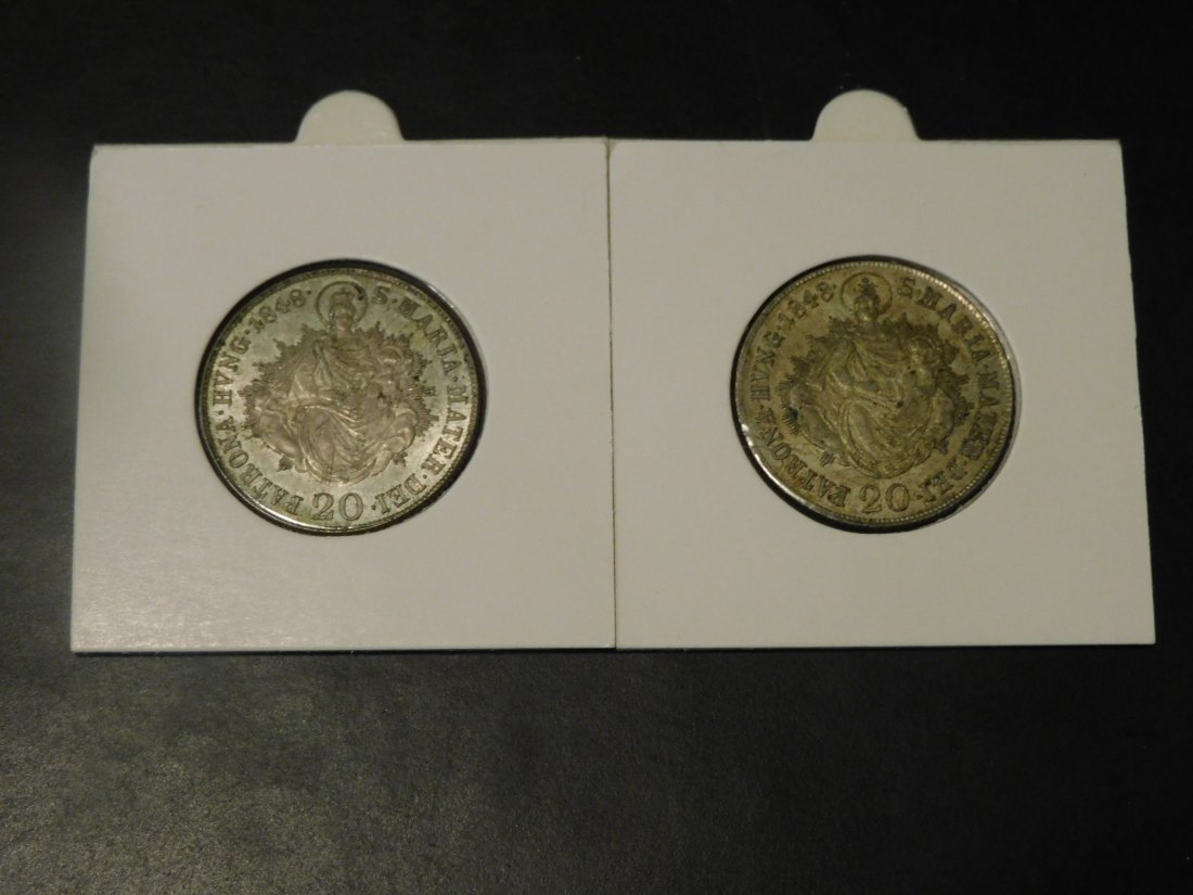 AUSTRIA-HUNGARY 2X 20 KREUZER 1848 B.GRADE-PLEASE SEE PHOTOS.   