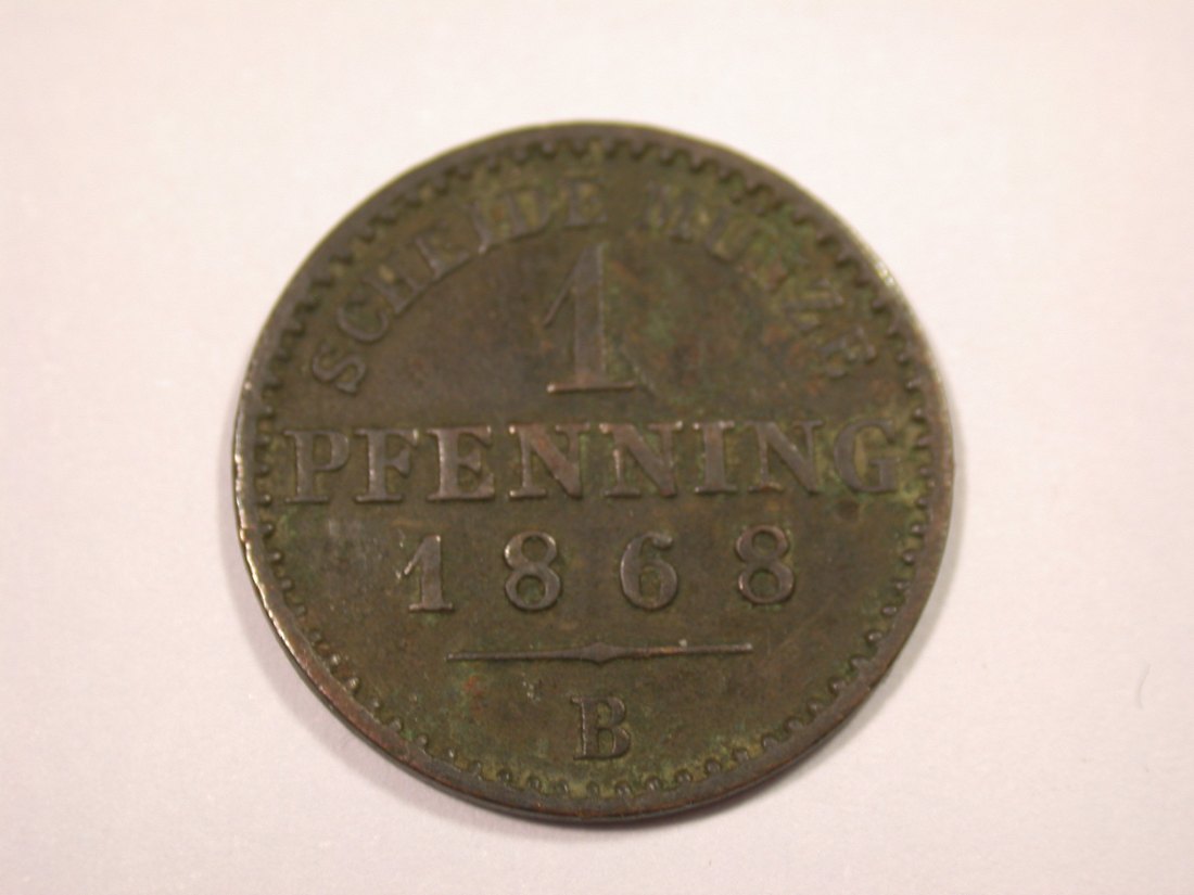 J01 Preussen 1 Pfennig 1868 B in ss Originalbilder