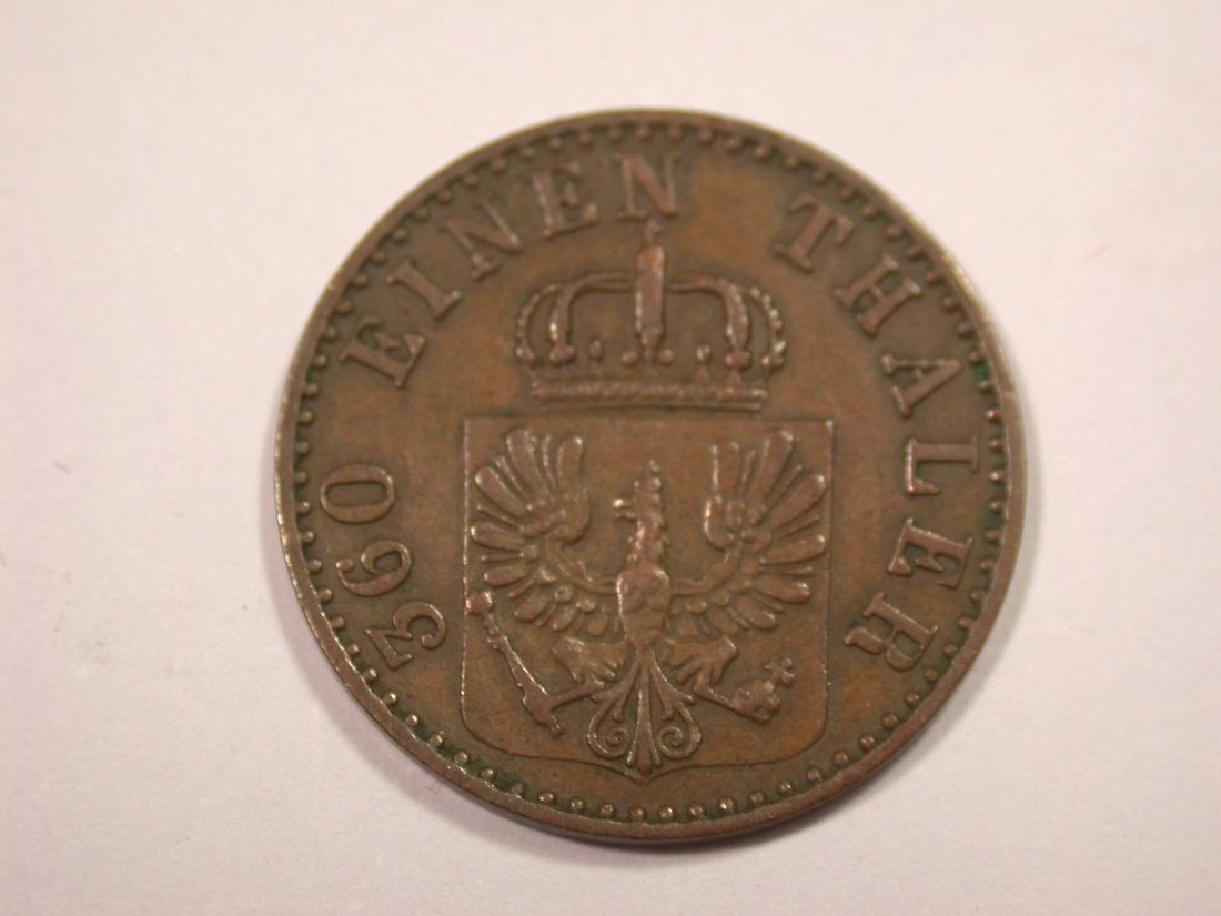  J01 Preussen 1 Pfennig 1860 A in ss+  Originalbilder   