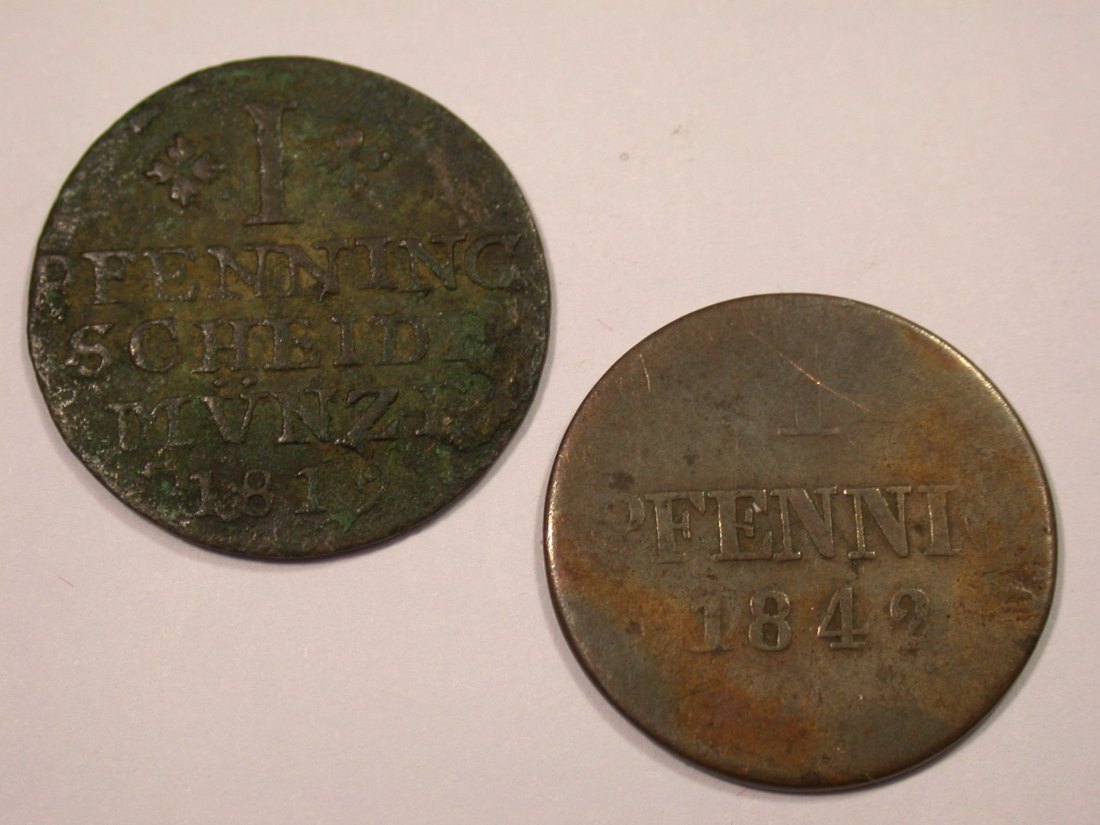 J01 Hannover 1 Pfennig 1819 + 1842 in s+ Originalbilder