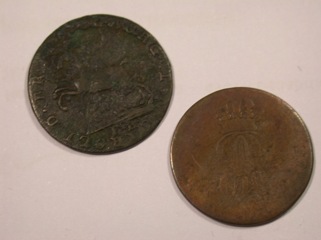  J01 Hannover  1 Pfennig 1819 + 1842 in s+   Originalbilder   