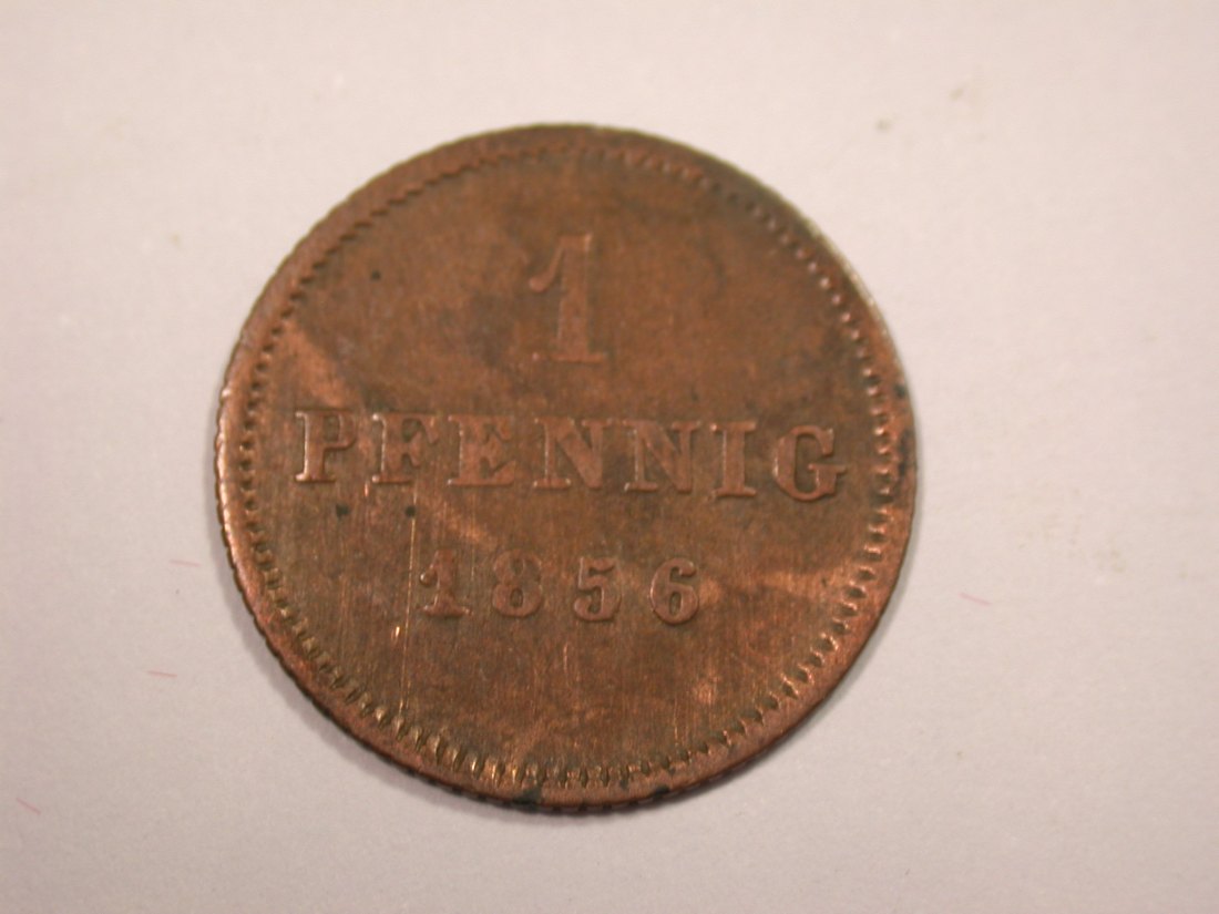 J01 Bayern 1 Pfennig 1856 in ss Originalbilder