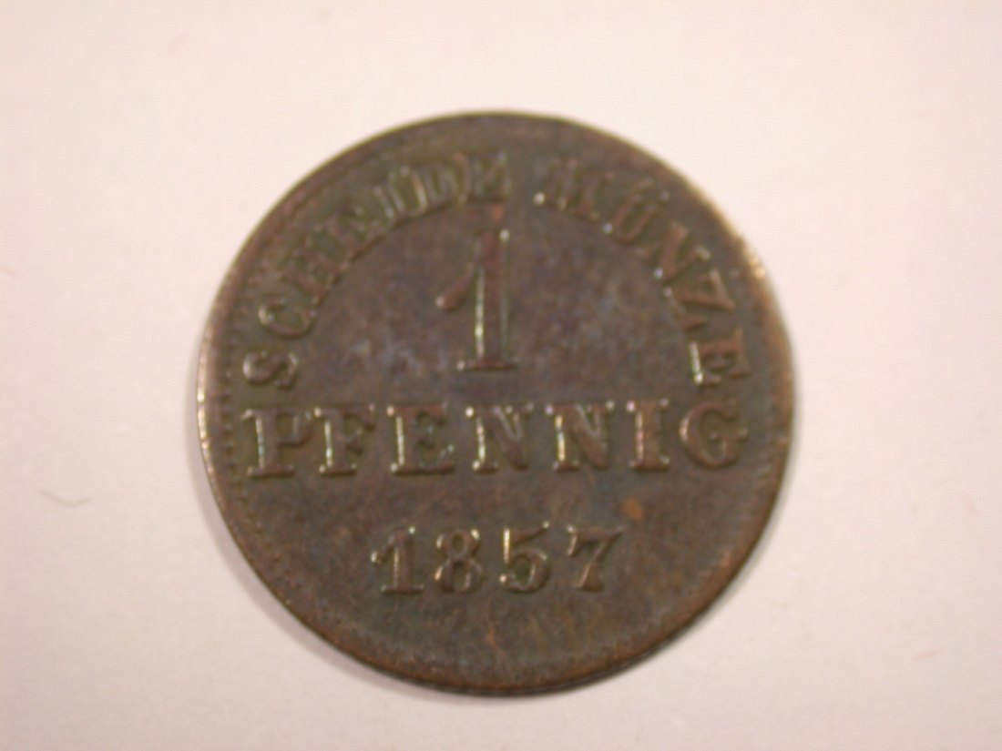 J01 Hessen 1 Pfennig 1857 in f.ss Originalbilder