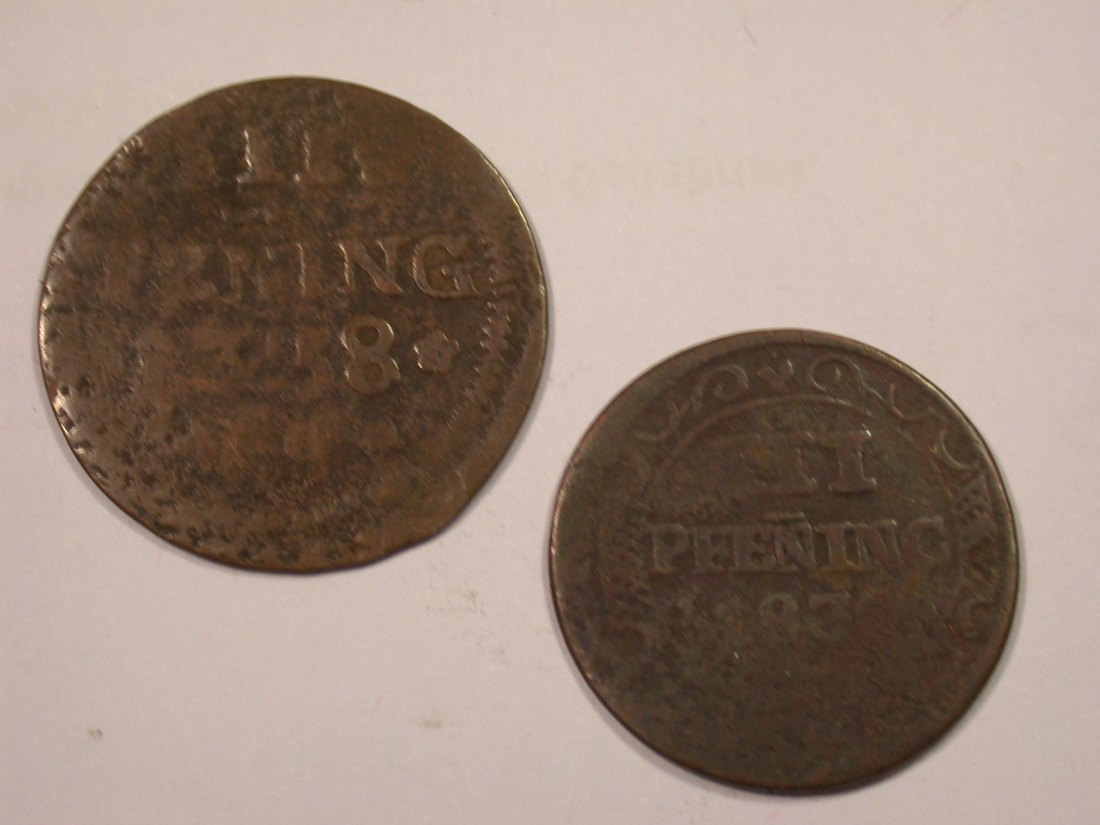J01 Wismar 3 Pfennig 1738 + 1830 Gering-schön 2 Stück Originalbilder