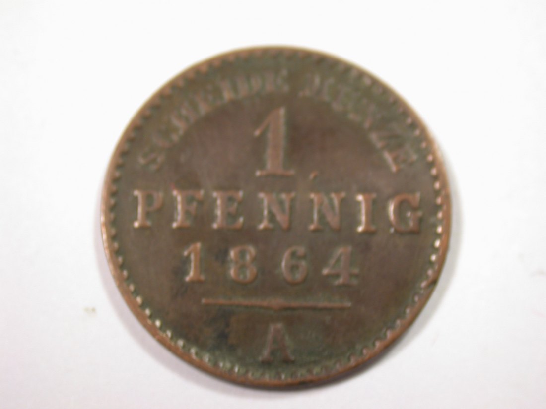  J01  Reuss jüngere Linie  1864 1 Pfennig  gewellt sonst ss    Originalbilder   