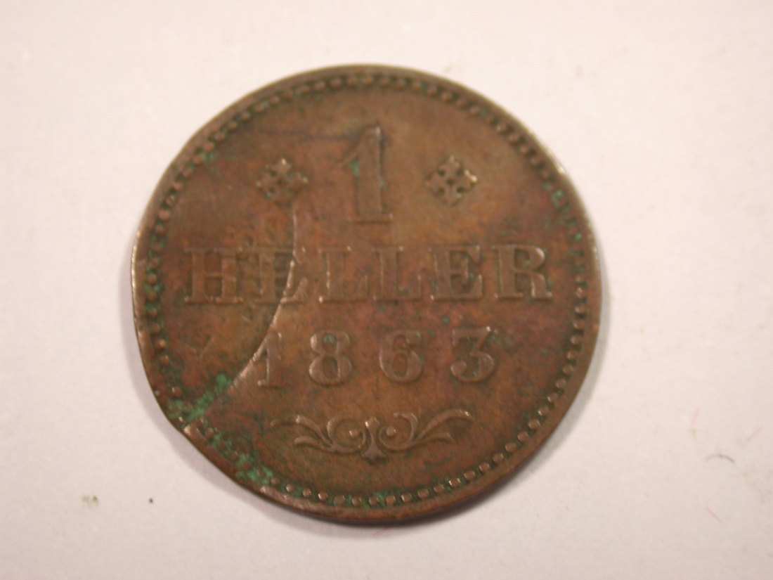 J01 Frankfurt 1 Heller 1863 Verprägung sonst ss Originalbilder