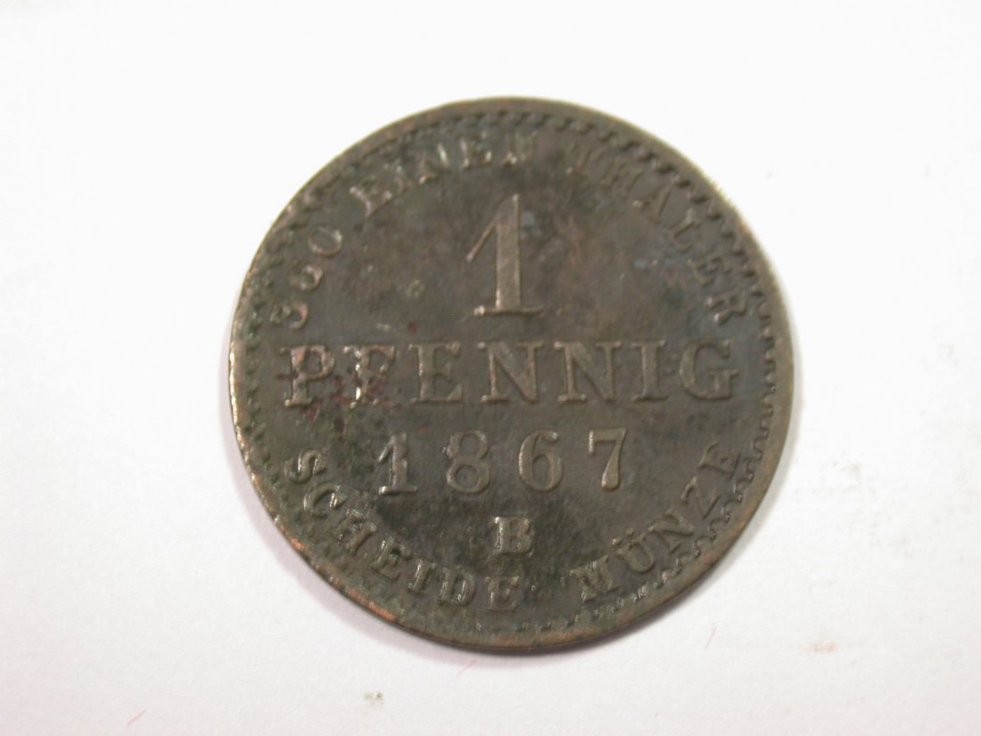 J01 Anhalt 1 Pfennig 1867 in ss, leicht gewellt R Originalbilder