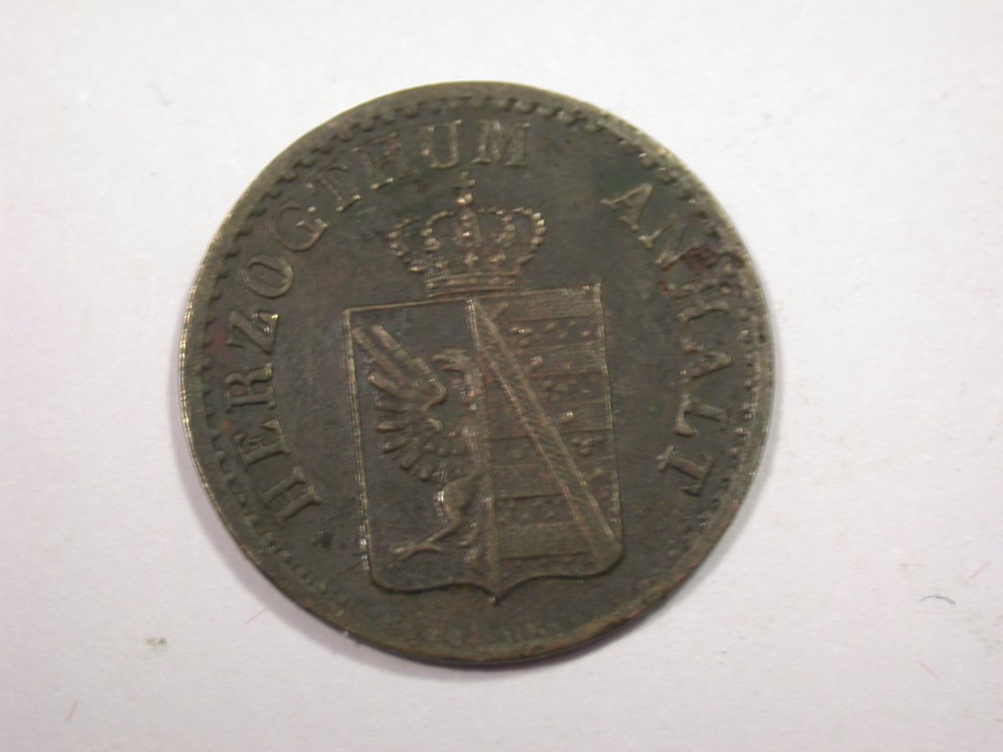  J01  Anhalt  1 Pfennig 1867 in ss, leicht gewellt   R    Originalbilder   