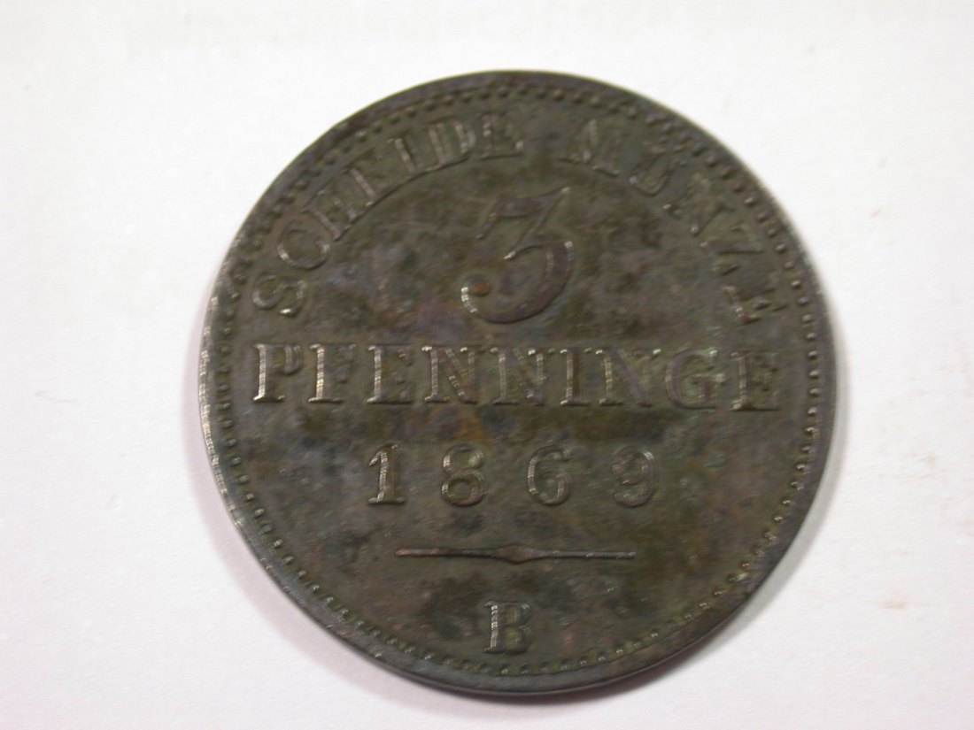 J01 Preussen 3 Pfennig 1869 B in f.ss Originalbilder