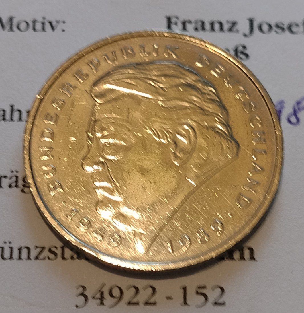  BRD 2 Mark 1989, A Berlin, Franz Josef Strauß   