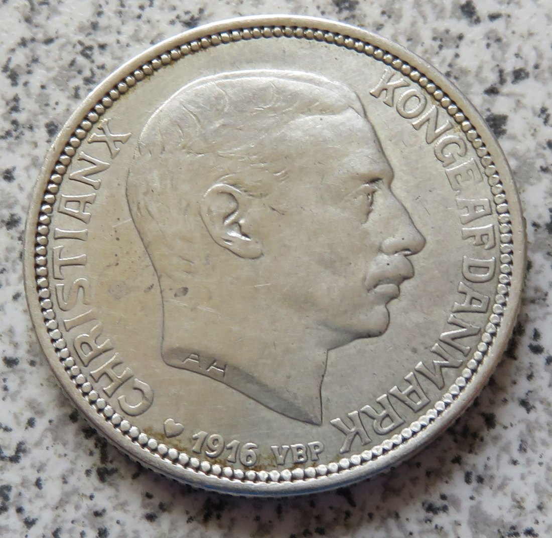  Dänemark 2 Kroner 1916, Materialfehler?   