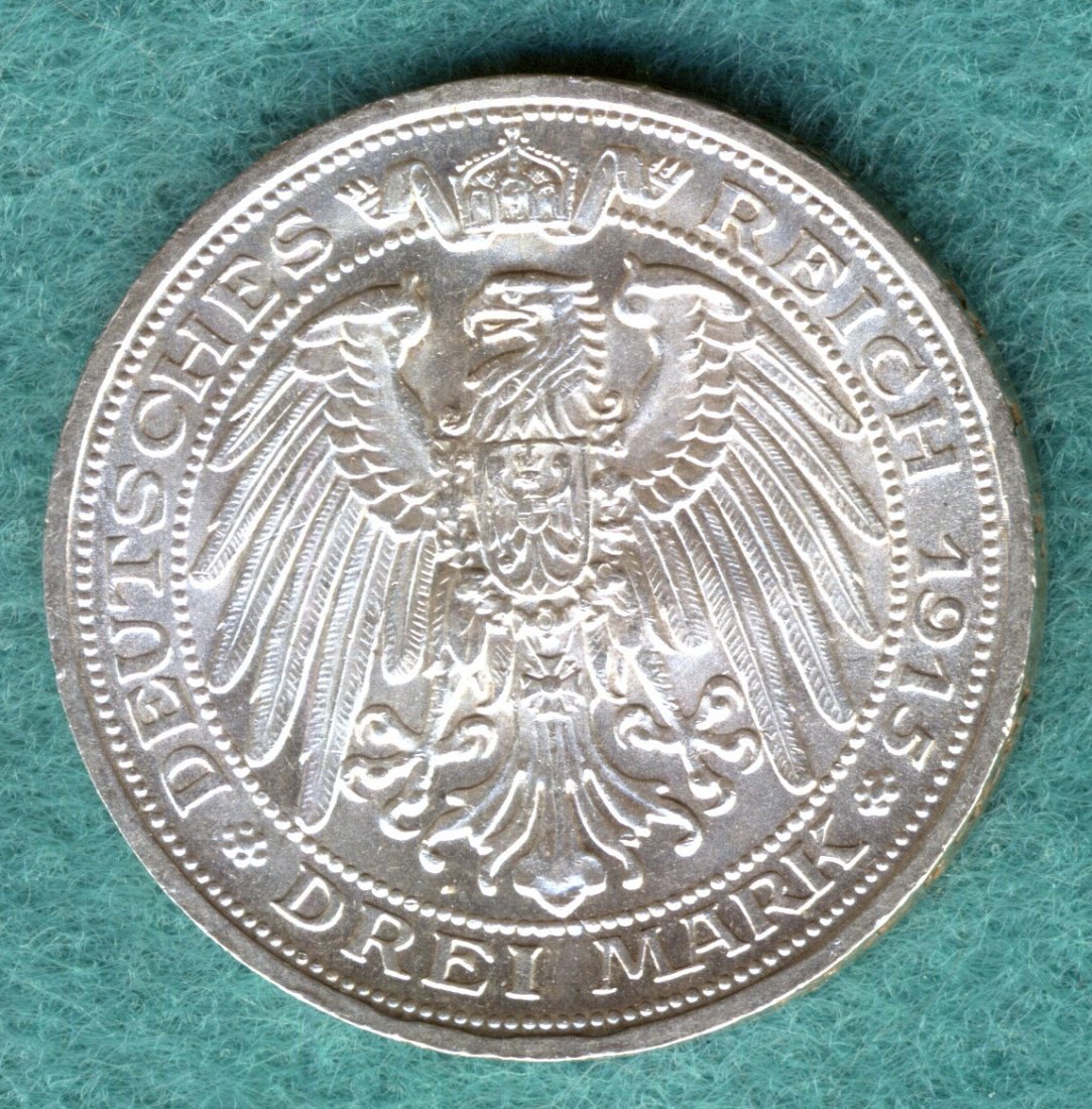  Mecklenburg-Schwerin, Friedrich Franz IV. (1901-1918), 3 Mark 1915 A   