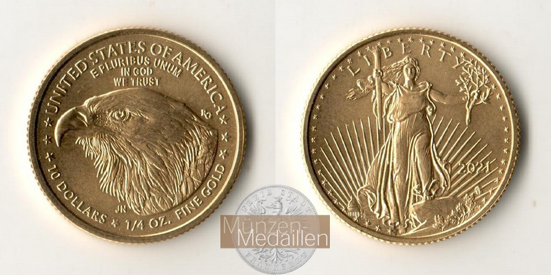 USA  10 Dollar MM-Frankfurt  Feingold: 7,78g American Eagle 2021 