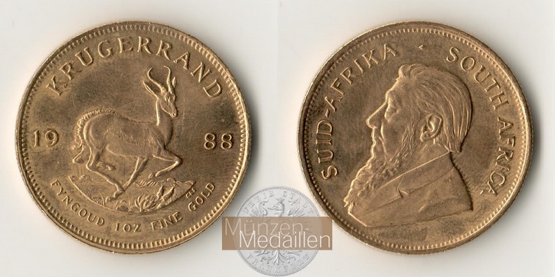 Süd Afrika MM-Frankfurt Feingold: 31,1g 1oz Krügerrand 1988 