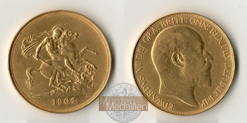 Grossbritannien  5 Pounds MM-Frankfurt Feingold: 36,61g Edward VII 1902 