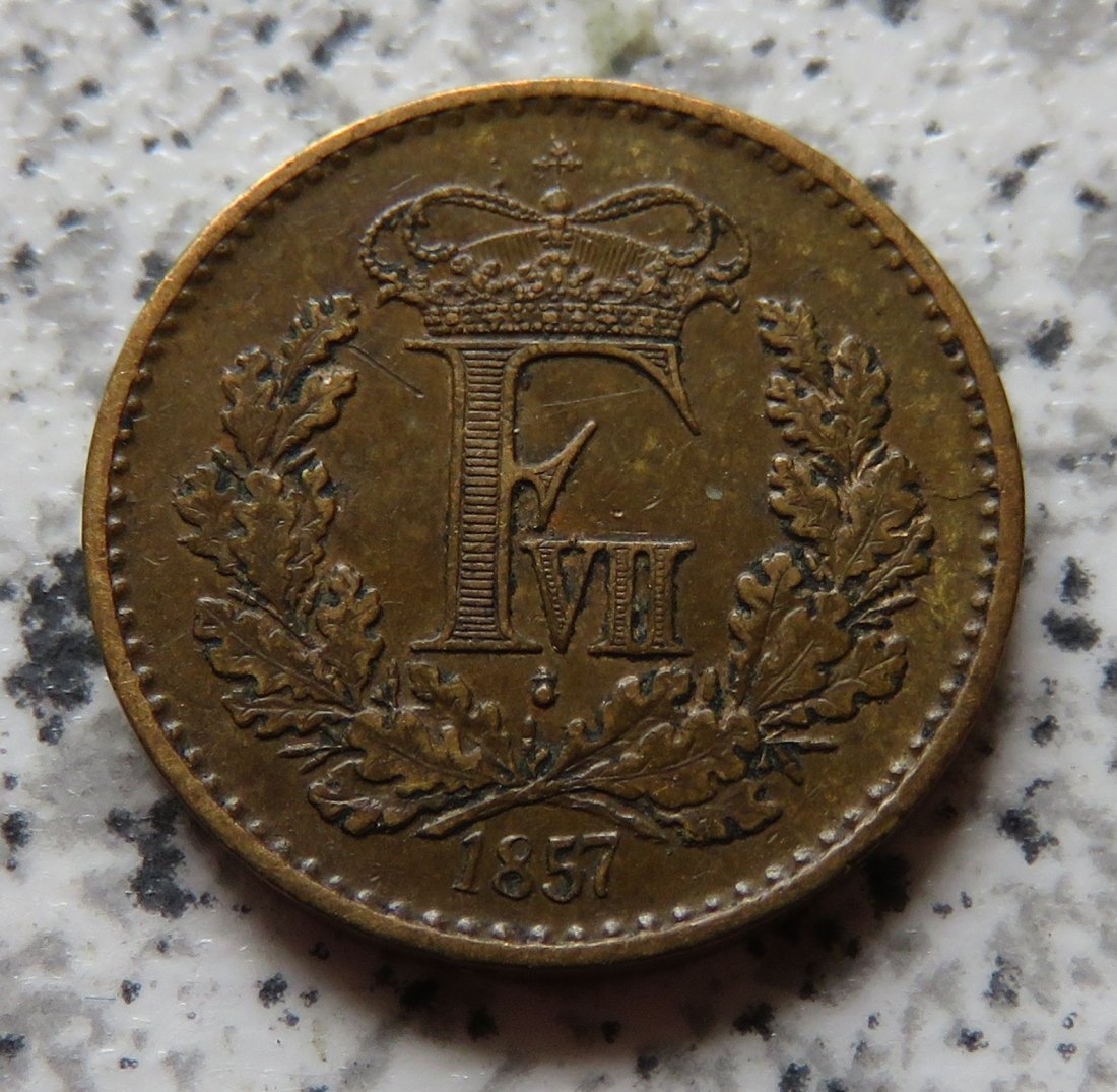  Dänemark 1/2 Skilling 1857, besser   