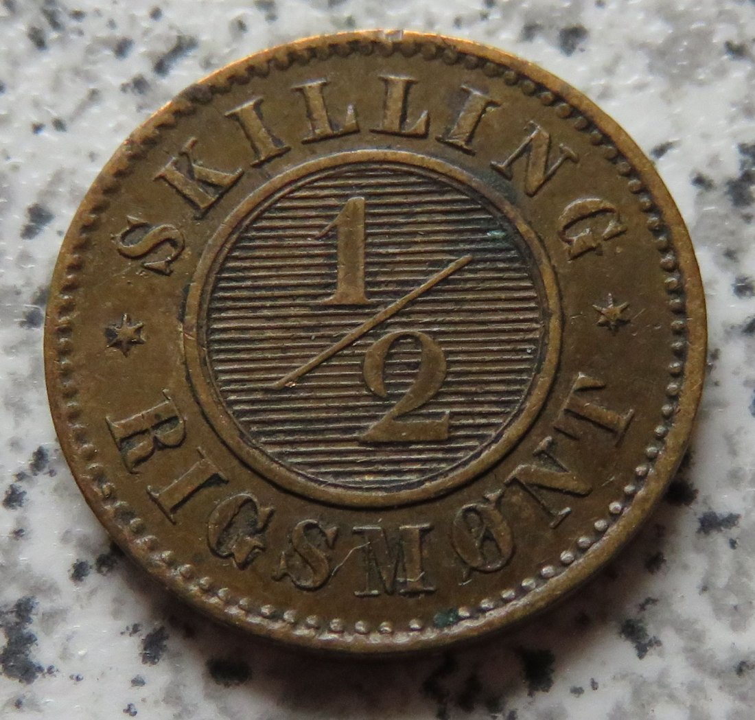  Dänemark 1/2 Skilling 1857, besser   