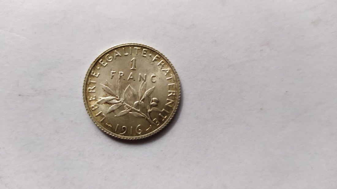 France.1 Franc.1916.Silver 835.UNC