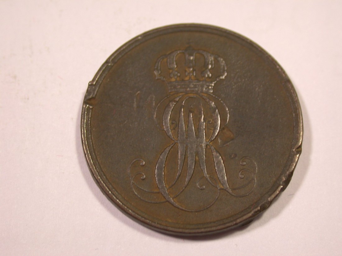  J02  Hannover 2 Pfennig 1850 Belegstück  Originalbilder   