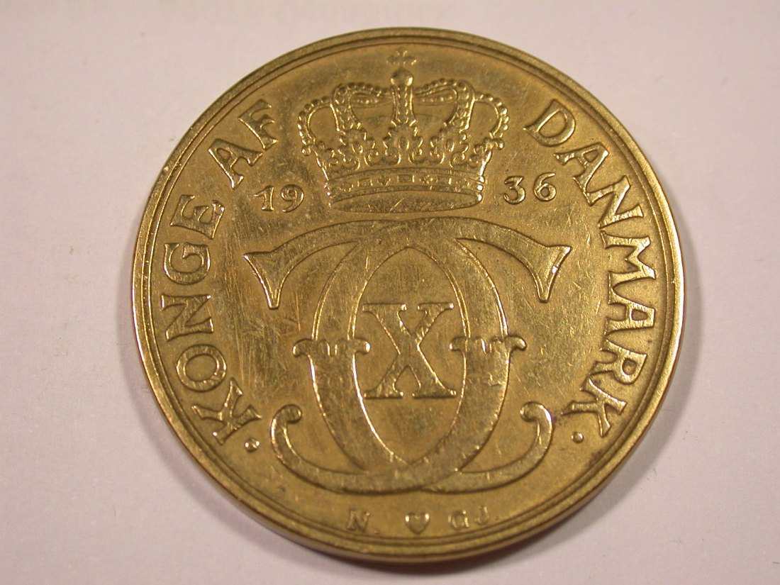  J02  Dänemark  2 Kronen 1936 in ss  Originalbilder   